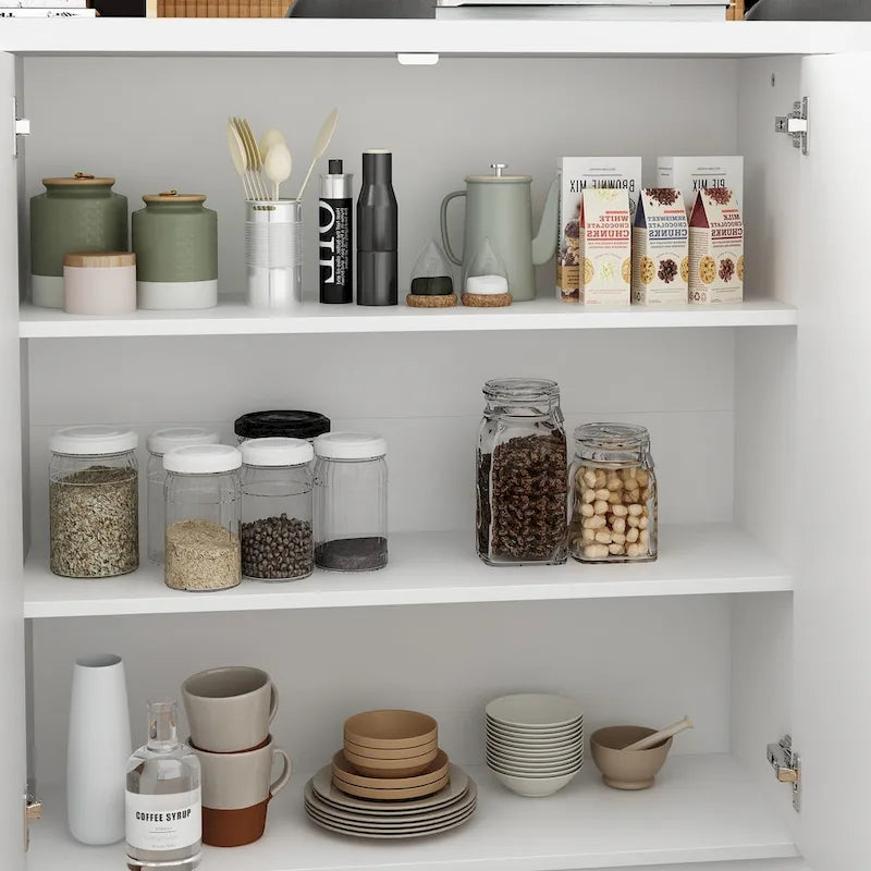 White Storage Sideboard - 63W - 6 Drawers & 2 Cabinets
