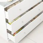 White Storage Sideboard - 63W - 6 Drawers & 2 Cabinets