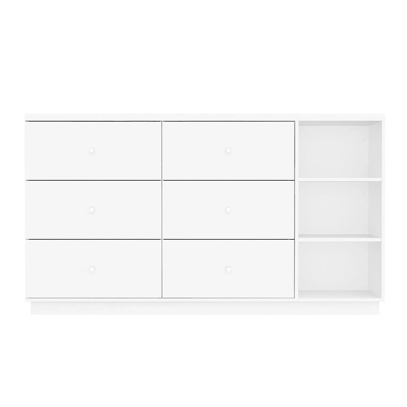 White Storage Sideboard - 63W - 6 Drawers & 2 Cabinets