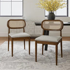 Konstantin Modern Solid Wood Dining Chair with Ratten Back and Removable Cushion Set of 2 by HULALA HOME