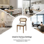 Konstantin Modern Solid Wood Dining Chair with Ratten Back and Removable Cushion Set of 2 by HULALA HOME