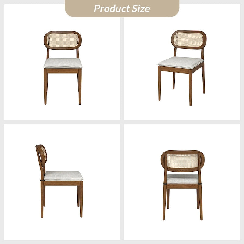 Konstantin Modern Solid Wood Dining Chair with Ratten Back and Removable Cushion Set of 2 by HULALA HOME