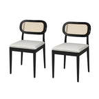Konstantin Modern Solid Wood Dining Chair with Ratten Back and Removable Cushion Set of 2 by HULALA HOME