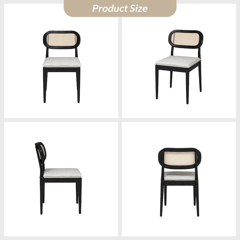 Konstantin Modern Solid Wood Dining Chair with Ratten Back and Removable Cushion Set of 2 by HULALA HOME