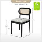 Konstantin Modern Solid Wood Dining Chair with Ratten Back and Removable Cushion Set of 2 by HULALA HOME
