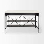 Amika White Solid Marble Top with Black Metal Base Kitchen Island