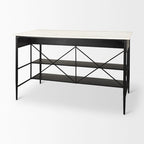 Amika White Solid Marble Top with Black Metal Base Kitchen Island