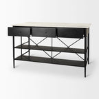 Amika White Solid Marble Top with Black Metal Base Kitchen Island