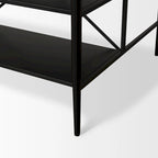 Amika White Solid Marble Top with Black Metal Base Kitchen Island