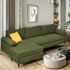  Modern Polyester Convertible Chaise Sofa with Metal Legs for Living Room