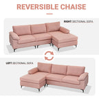 HOOOWOOO Modern Polyester Convertible Chaise Sofa with Metal Legs for Living Room