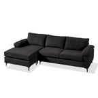 HOOOWOOO Modern Polyester Convertible Chaise Sofa with Metal Legs for Living Room