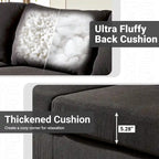 HOOOWOOO Modern Polyester Convertible Chaise Sofa with Metal Legs for Living Room