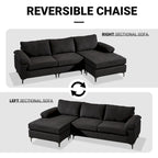 HOOOWOOO Modern Polyester Convertible Chaise Sofa with Metal Legs for Living Room