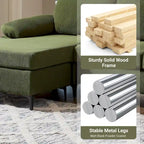 HOOOWOOO Modern Polyester Convertible Chaise Sofa with Metal Legs for Living Room
