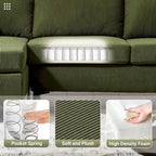 HOOOWOOO Modern Polyester Convertible Chaise Sofa with Metal Legs for Living Room