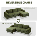 HOOOWOOO Modern Polyester Convertible Chaise Sofa with Metal Legs for Living Room