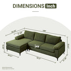 HOOOWOOO Modern Polyester Convertible Chaise Sofa with Metal Legs for Living Room