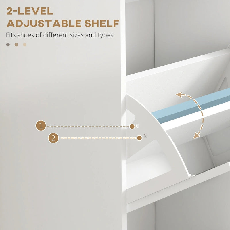HOMCOM Shoe Cabinet for Entryway, Narrow Shoe Rack Storage Organizer with 3 Flip Drawers and Adjustable Shelves