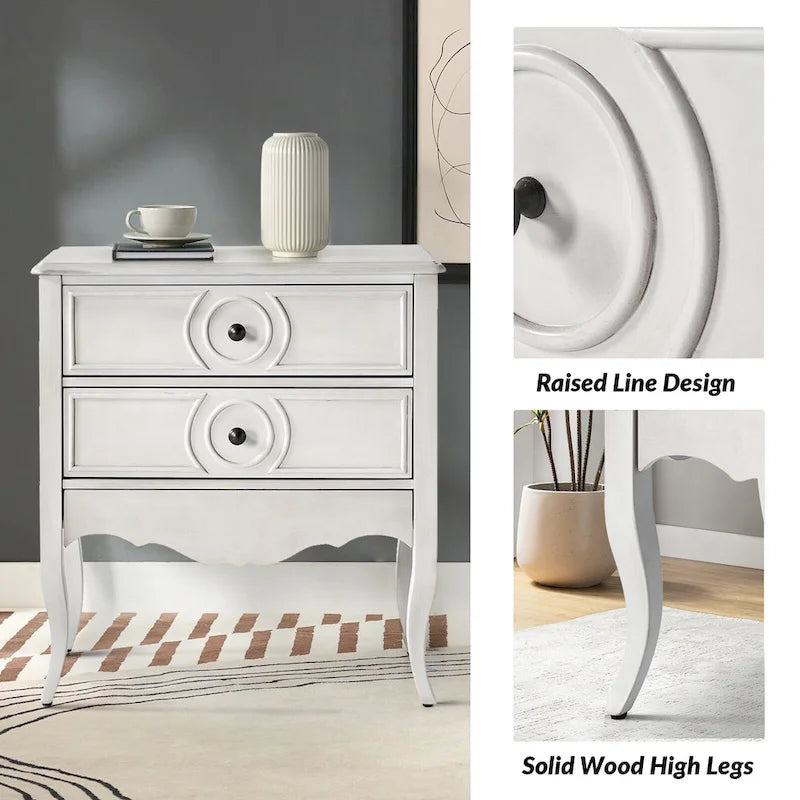 Sidney Traditional 3-Drawer Nightstand with Built-In Outlets and USB by HULALA HOME