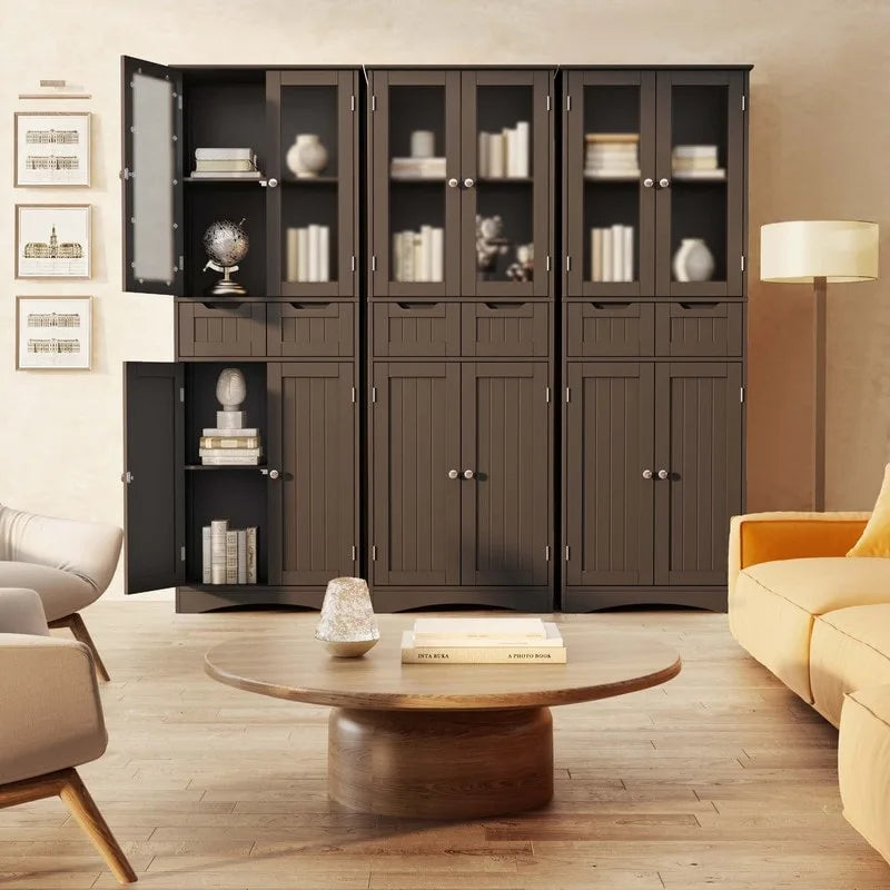 Tall Kitchen Pantry Cabinet, Freestanding Storage Cabinet, Bathroom Storage Cabinet with Doors
