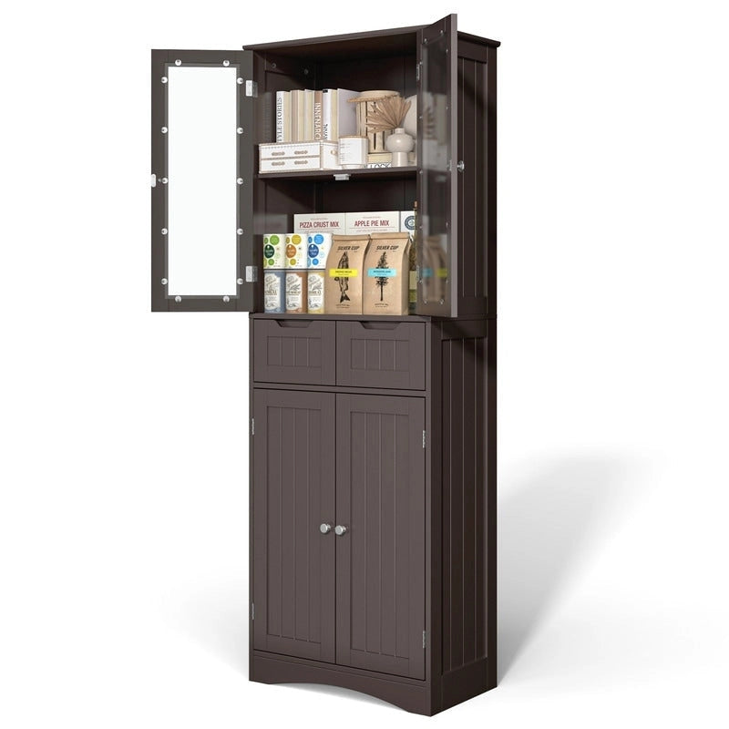 Tall Kitchen Pantry Cabinet, Freestanding Storage Cabinet, Bathroom Storage Cabinet with Doors