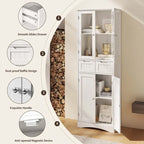 Tall Kitchen Pantry Cabinet, Freestanding Storage Cabinet, Bathroom Storage Cabinet with Doors