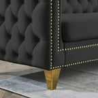 82.2-Inch Velvet Corner Sofa, L-Shaped Sectional Couch, 5-Seater Corner Sofas with 3 Cushions for Living Room, Bedroom, Apartmen