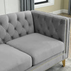 82.2-Inch Velvet Corner Sofa, L-Shaped Sectional Couch, 5-Seater Corner Sofas with 3 Cushions for Living Room, Bedroom, Apartmen