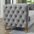 82.2-Inch Velvet Corner Sofa, L-Shaped Sectional Couch, 5-Seater Corner Sofas with 3 Cushions for Living Room, Bedroom, Apartmen