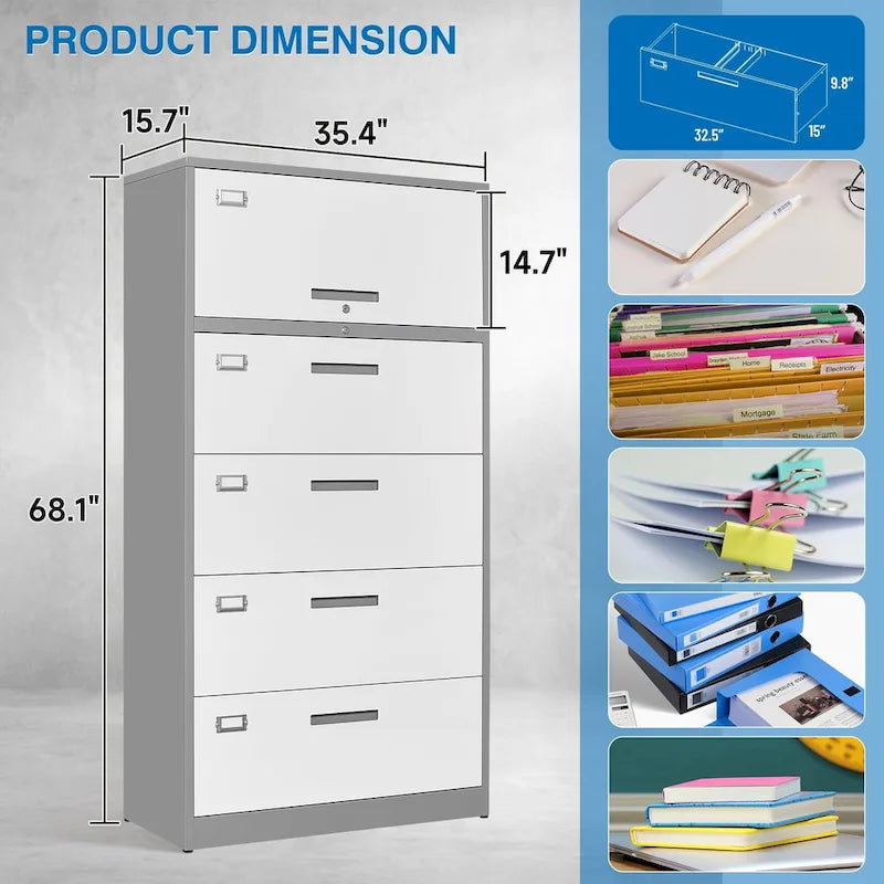 Steel Lateral File Cabinet with Lock