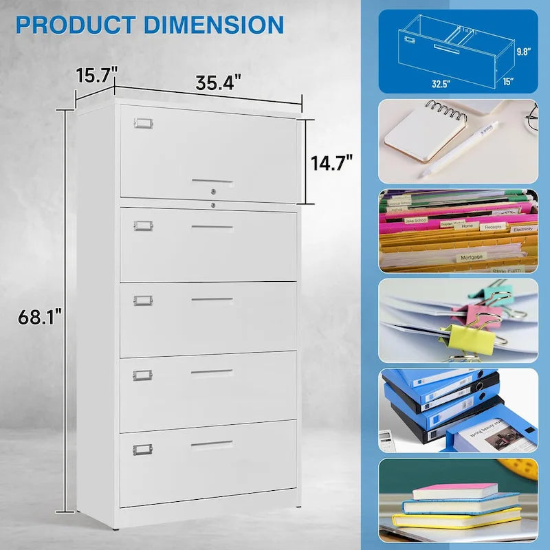 Steel Lateral File Cabinet with Lock