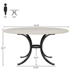 Round Dining Table for 4-6 People, 47 Farmouse Kitchen Table for Dining Room, Living Room, Rustic