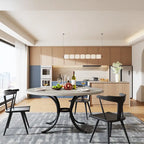 Round Dining Table for 4-6 People, 47 Farmouse Kitchen Table for Dining Room, Living Room, Rustic