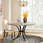 Round Dining Table for 4-6 People, 47 Farmouse Kitchen Table for Dining Room, Living Room, Rustic