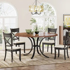 Round Dining Table for 4-6 People, 47 Farmouse Kitchen Table for Dining Room, Living Room, Rustic