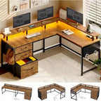 63.8 L Shaped Desk, Reversible Computer Desk Gaming Desk