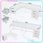 63.8 L Shaped Desk, Reversible Computer Desk Gaming Desk
