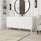 White Buffet Sideboard - 63W - 4 Doors & 2 Drawers - Pine Legs