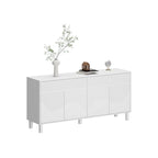 White Buffet Sideboard - 63W - 4 Doors & 2 Drawers - Pine Legs