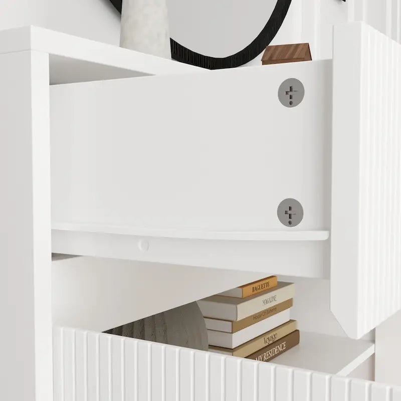 White Buffet Sideboard - 63W - 4 Doors & 2 Drawers - Pine Legs