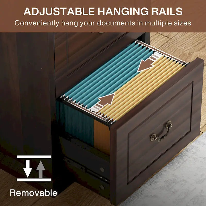 4-Drawer Wood Vertical File Filing Cabinet with Removable Hanging Rod for A4 /Letter Size