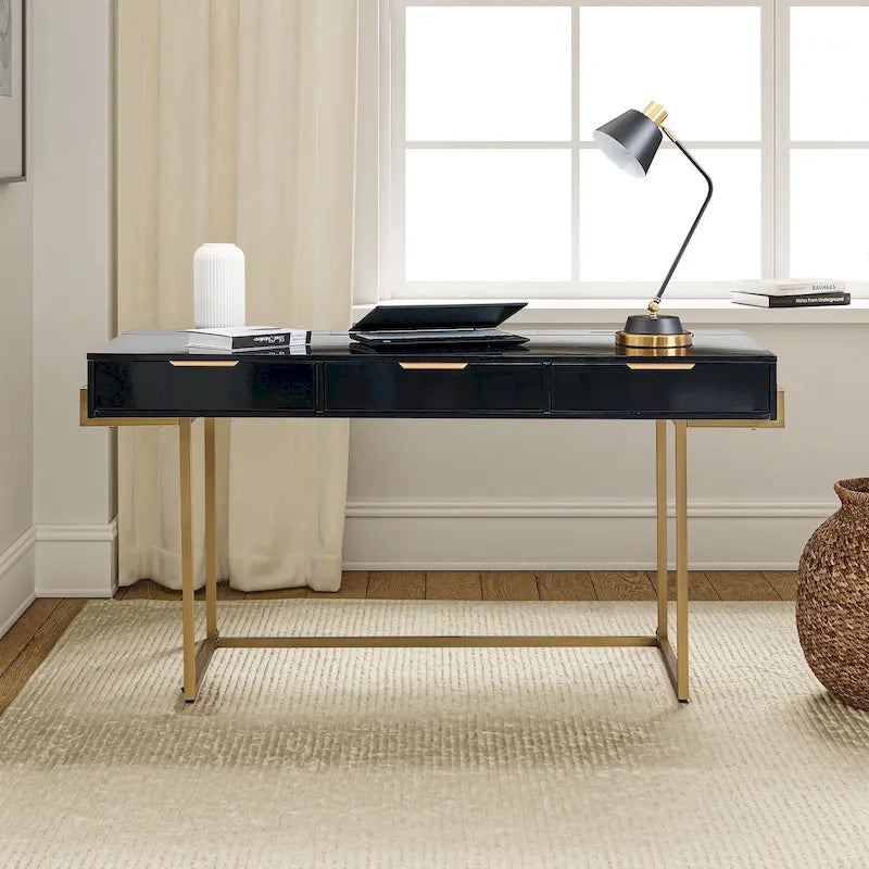 Patricia Modern 3 Drawer Desk with USB Ports and Outlet by HULALA HOME