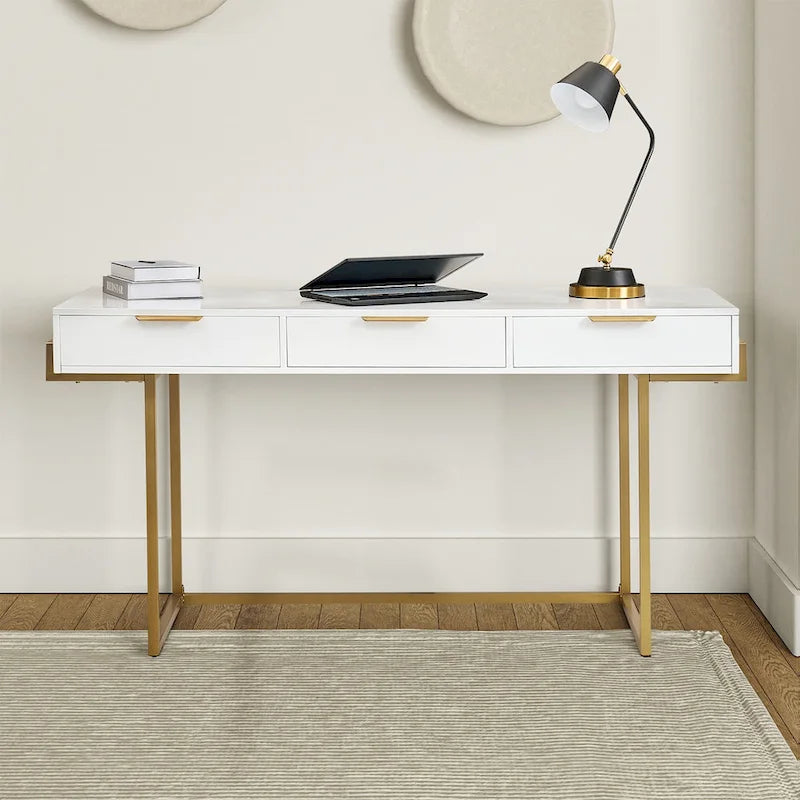 Patricia Modern 3 Drawer Desk with USB Ports and Outlet by HULALA HOME