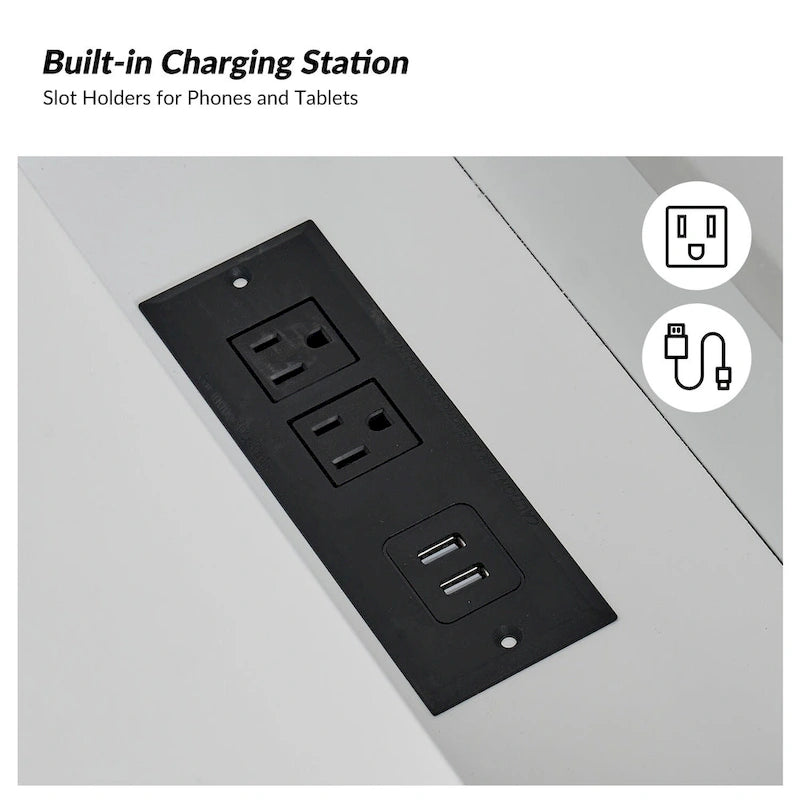Patricia Modern 3 Drawer Desk with USB Ports and Outlet by HULALA HOME