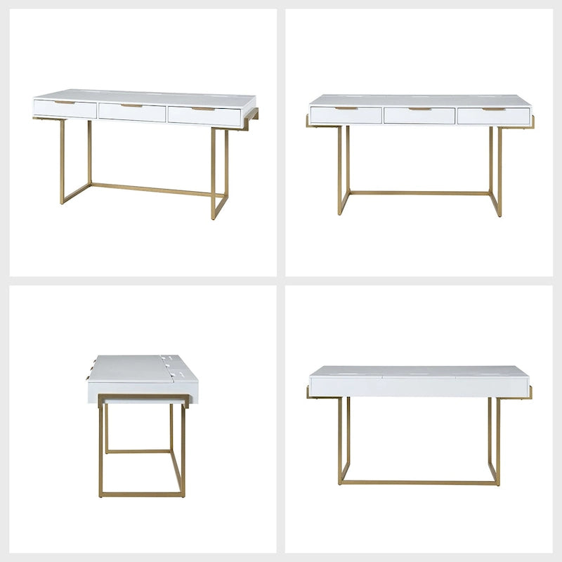 Patricia Modern 3 Drawer Desk with USB Ports and Outlet by HULALA HOME