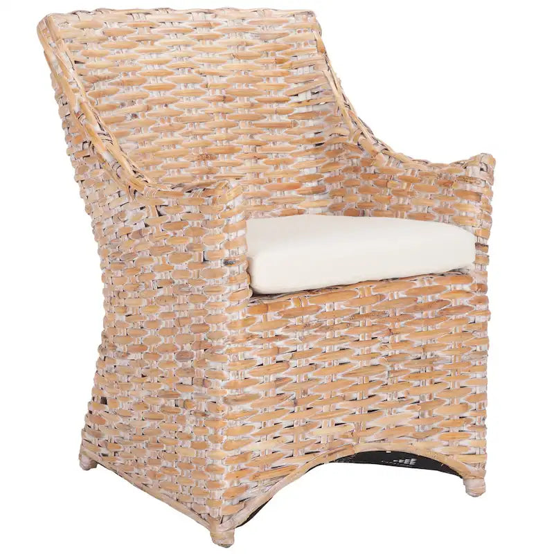 Cheryle Wicker Washed Brown Wingback Arm Chair (Fully Assembled) - 26 W x 23 D x 34 H - 26Wx23Dx34H