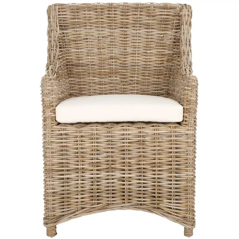Cheryle Wicker Washed Brown Wingback Arm Chair (Fully Assembled) - 26 W x 23 D x 34 H - 26Wx23Dx34H
