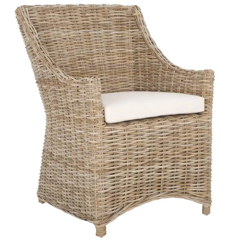 Cheryle Wicker Washed Brown Wingback Arm Chair (Fully Assembled) - 26 W x 23 D x 34 H - 26Wx23Dx34H