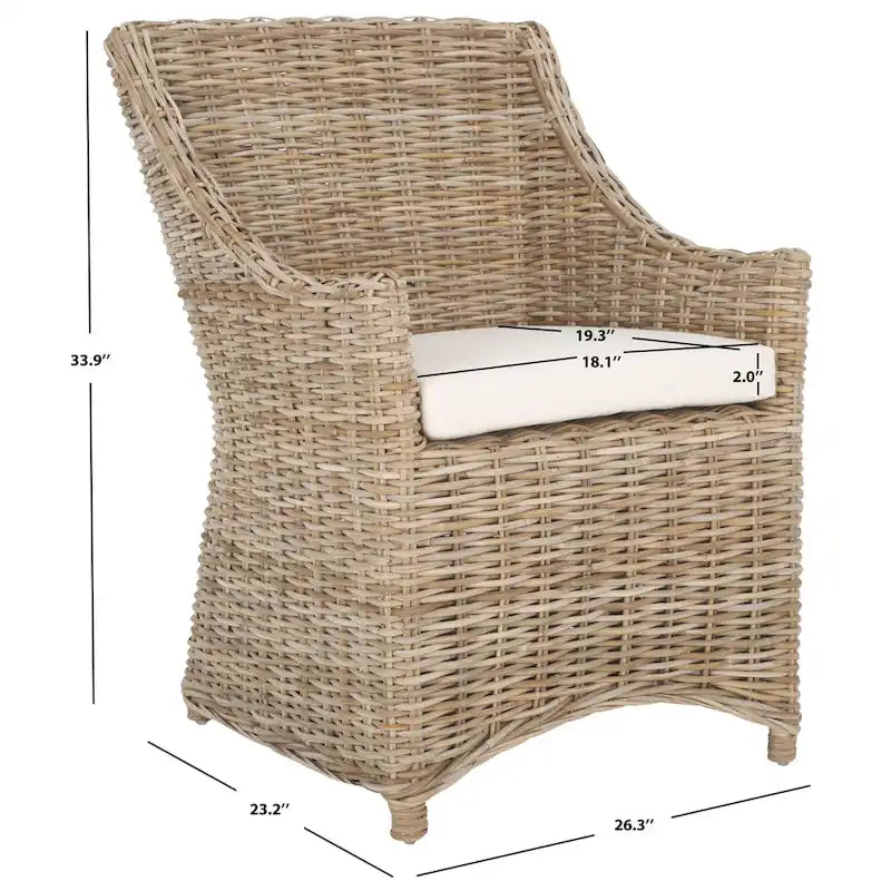 Cheryle Wicker Washed Brown Wingback Arm Chair (Fully Assembled) - 26 W x 23 D x 34 H - 26Wx23Dx34H